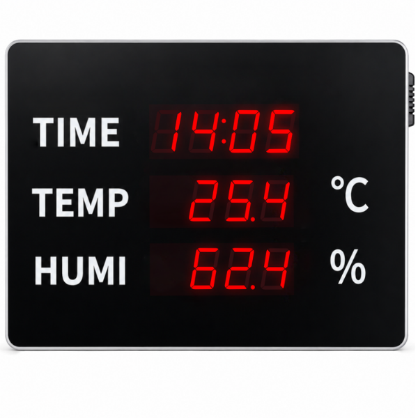 Huato TimeSense-18 Büyük Dijital Saat, Sıcaklık ve Nem Göstergesi | 4,5 cm Rakam
