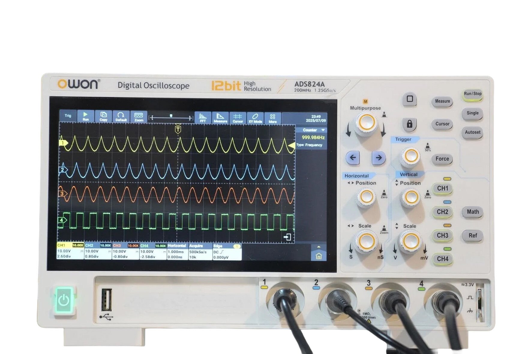 Owon ADS824A Osiloskop 4 Kanal 200Mhz