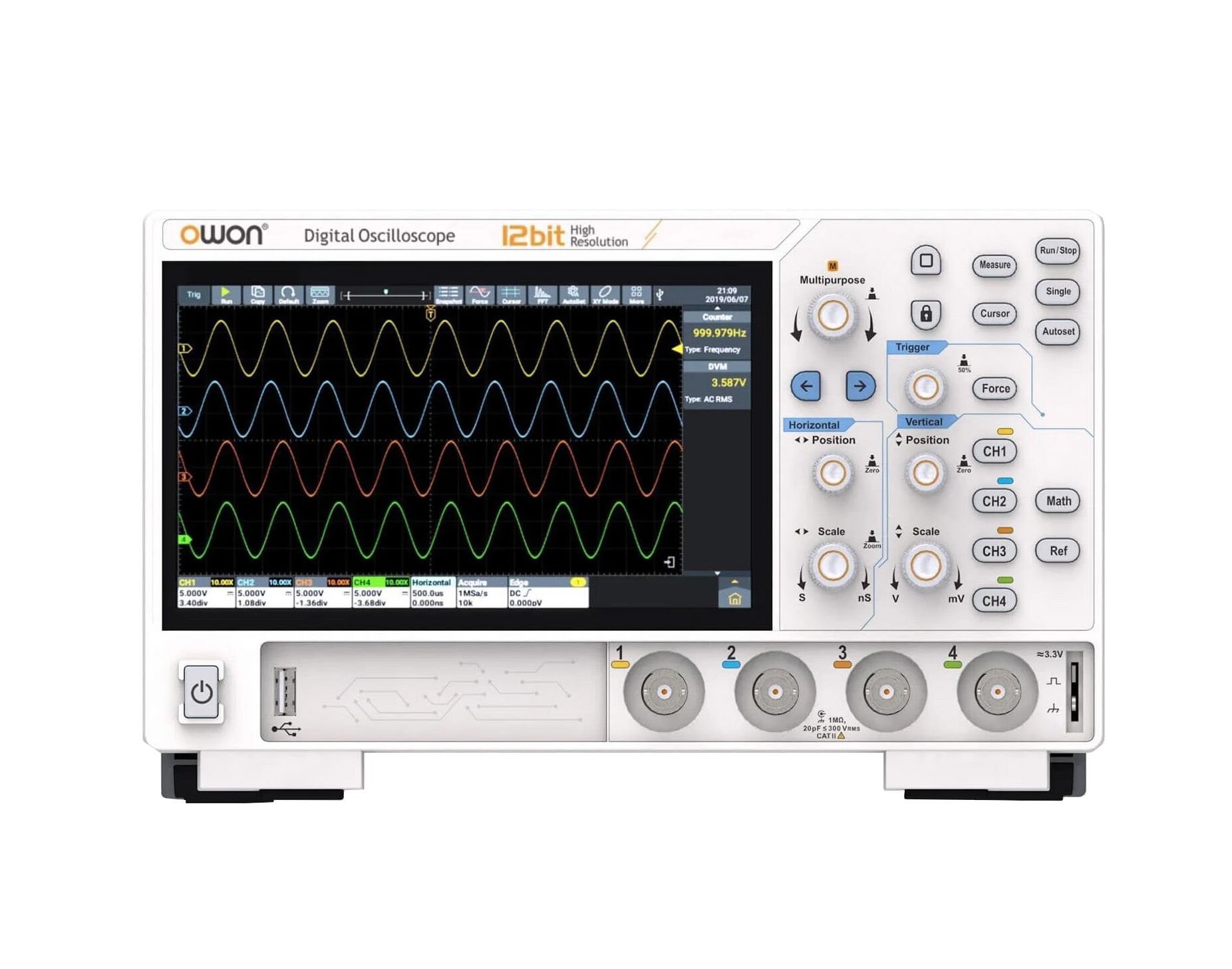 Owon ADS804A Osiloskop 4 Kanal 70Mhz