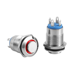 D12-R | 12MM METAL YAYLI BUTON 12-24V KIRMIZI LED