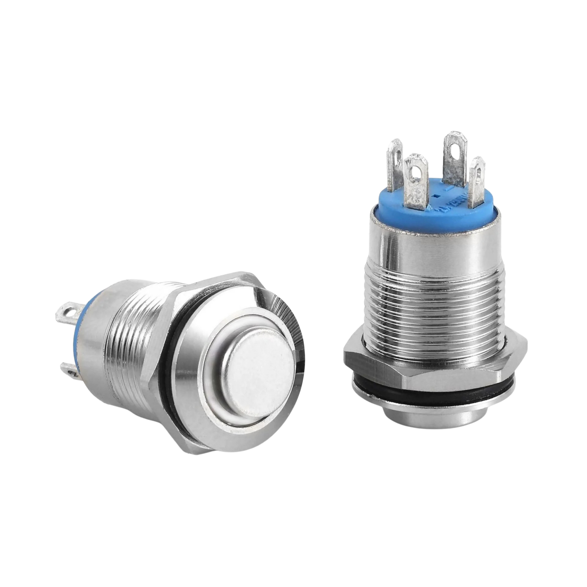 D12-W | 12MM METAL YAYLI BUTON 12-24V BEYAZ LED
