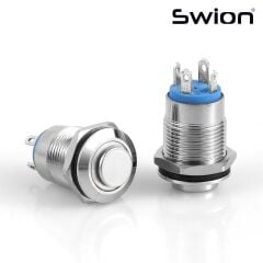 D12-W | 12MM METAL YAYLI BUTON 12-24V BEYAZ LED