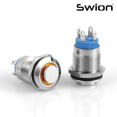 D12A-O | 12MM METAL KALICILI BUTON 12-24V TURUNCU LED