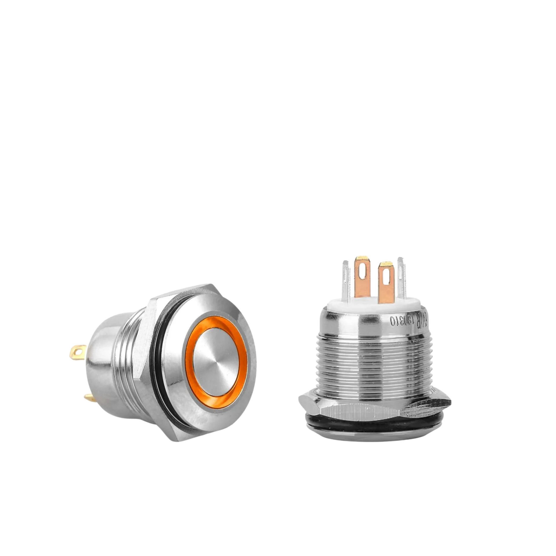 D38 | 16MM METAL YAYLI BUTON 12-24V TURUNCU LED