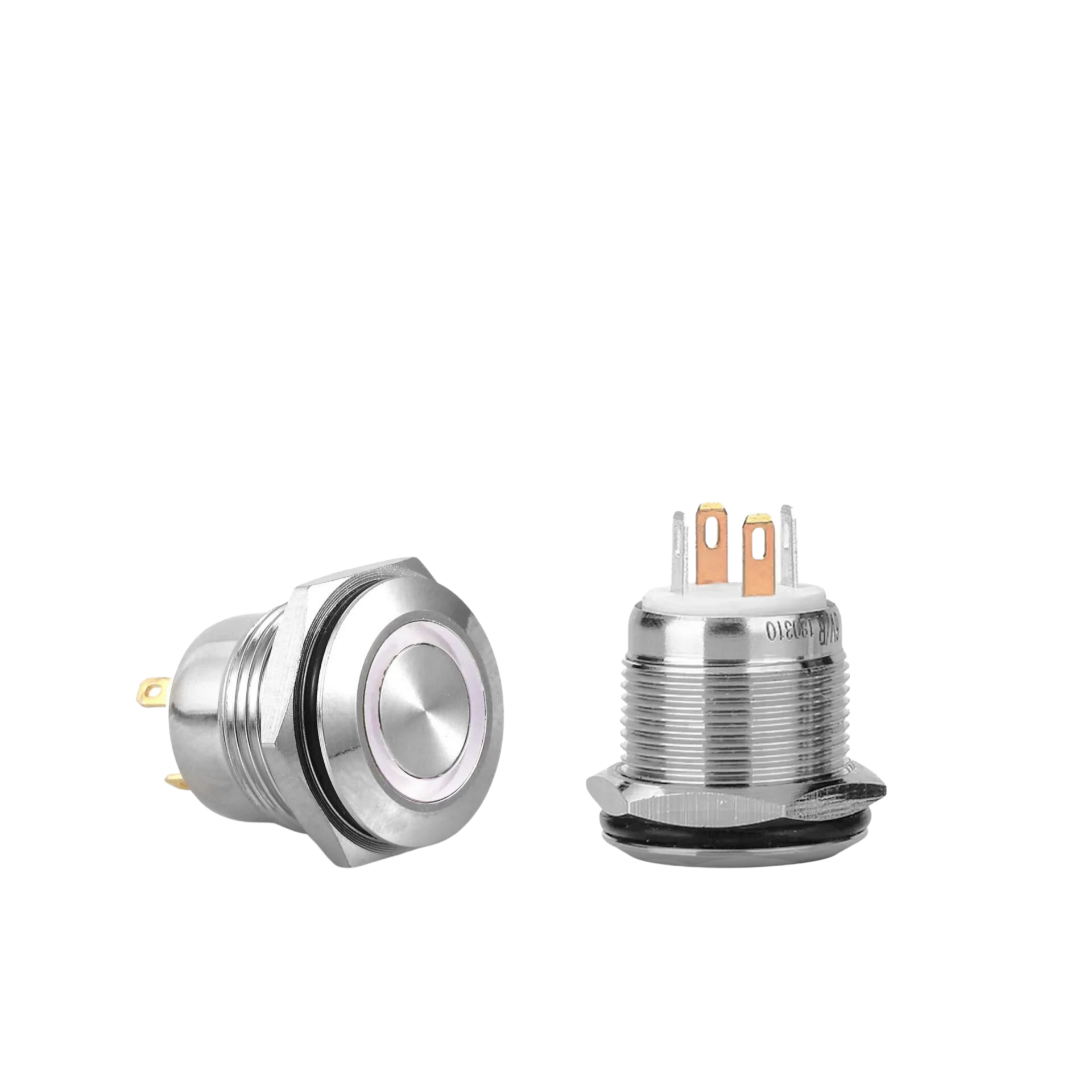 D39 | 16MM METAL YAYLI BUTON 12-24V BEYAZ LED