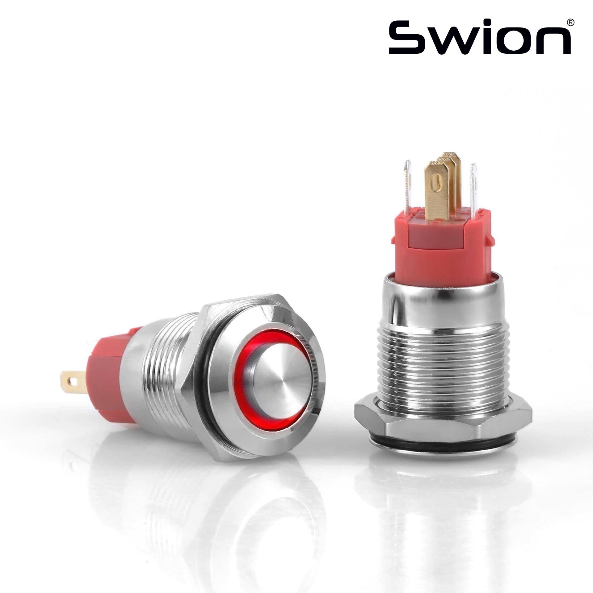 D19 | 16MM METAL KALICILI BUTON 12-24V KIRMIZI LED