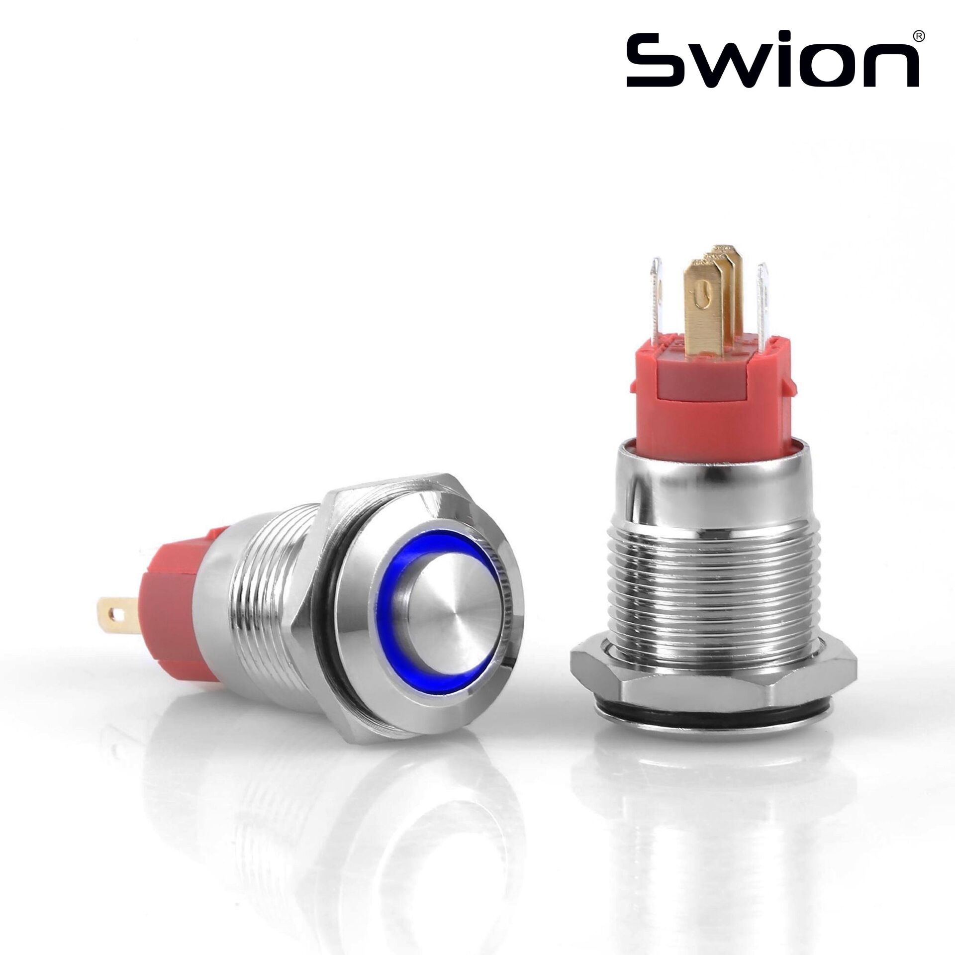 D21 | 16MM METAL KALICILI BUTON 12-24V MAVİ LED