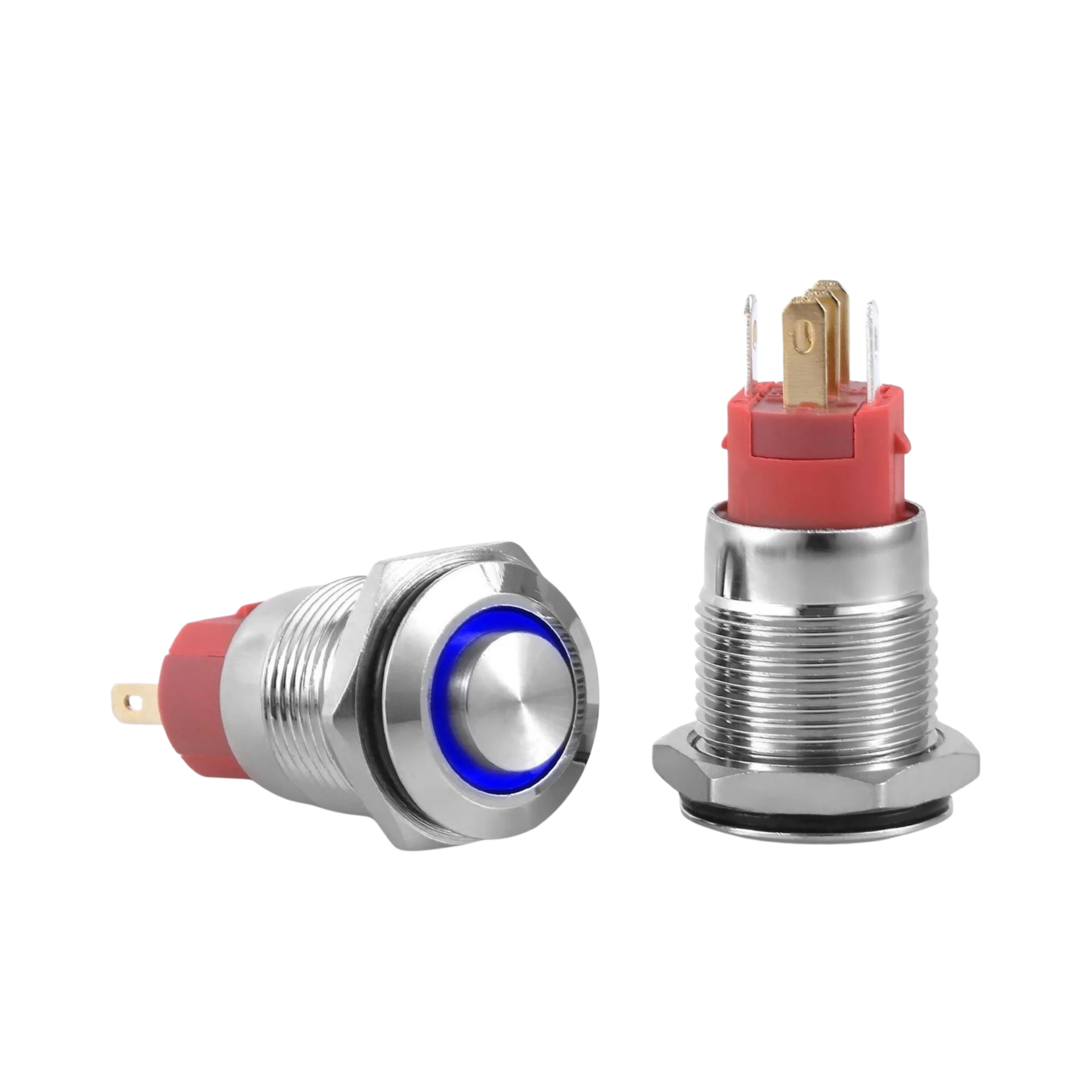 D21 | 16MM METAL KALICILI BUTON 12-24V MAVİ LED