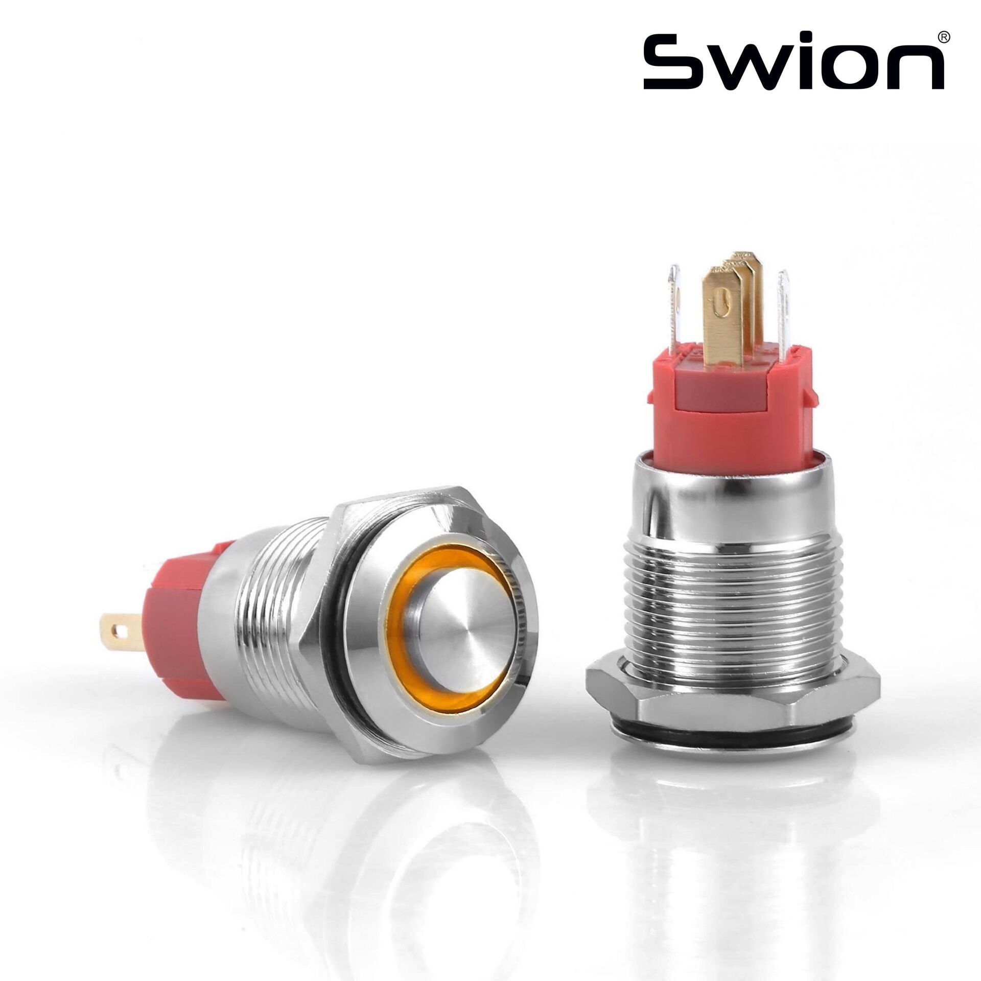 D23 | 16MM METAL KALICILI BUTON 12-24V TURUNCU LED