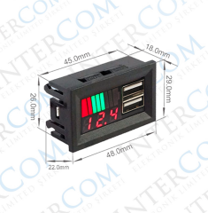 IC-278C Dijital Voltmetre USB Çıkışlı Akü Göstergeli DC 12v - 3,5amp