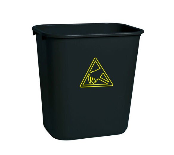 Antistatik ESD Siyah İletken Çöp Kovası 35 Litre