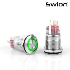 D3 | 19MM METAL KALICILI BUTON 12-24V YEŞİL LED