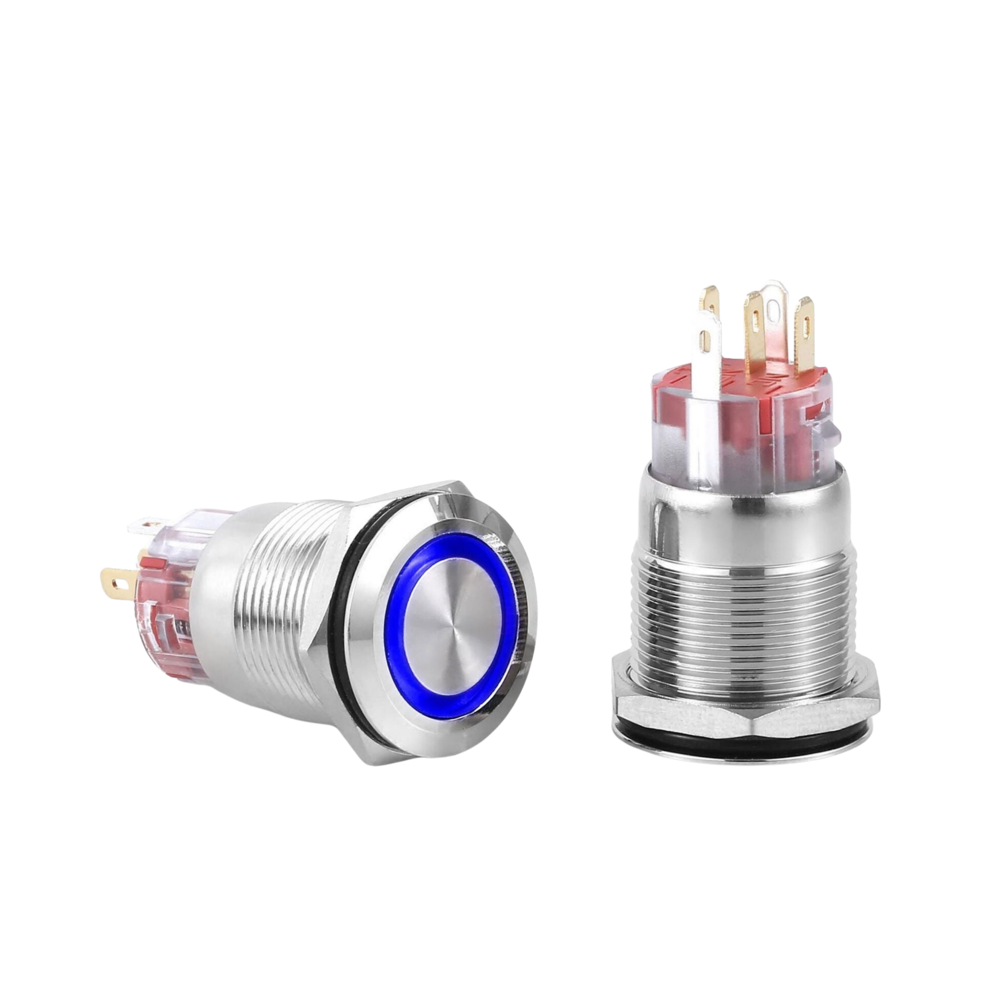 D2 | 19MM METAL KALICILI BUTON 12-24V MAVİ LED