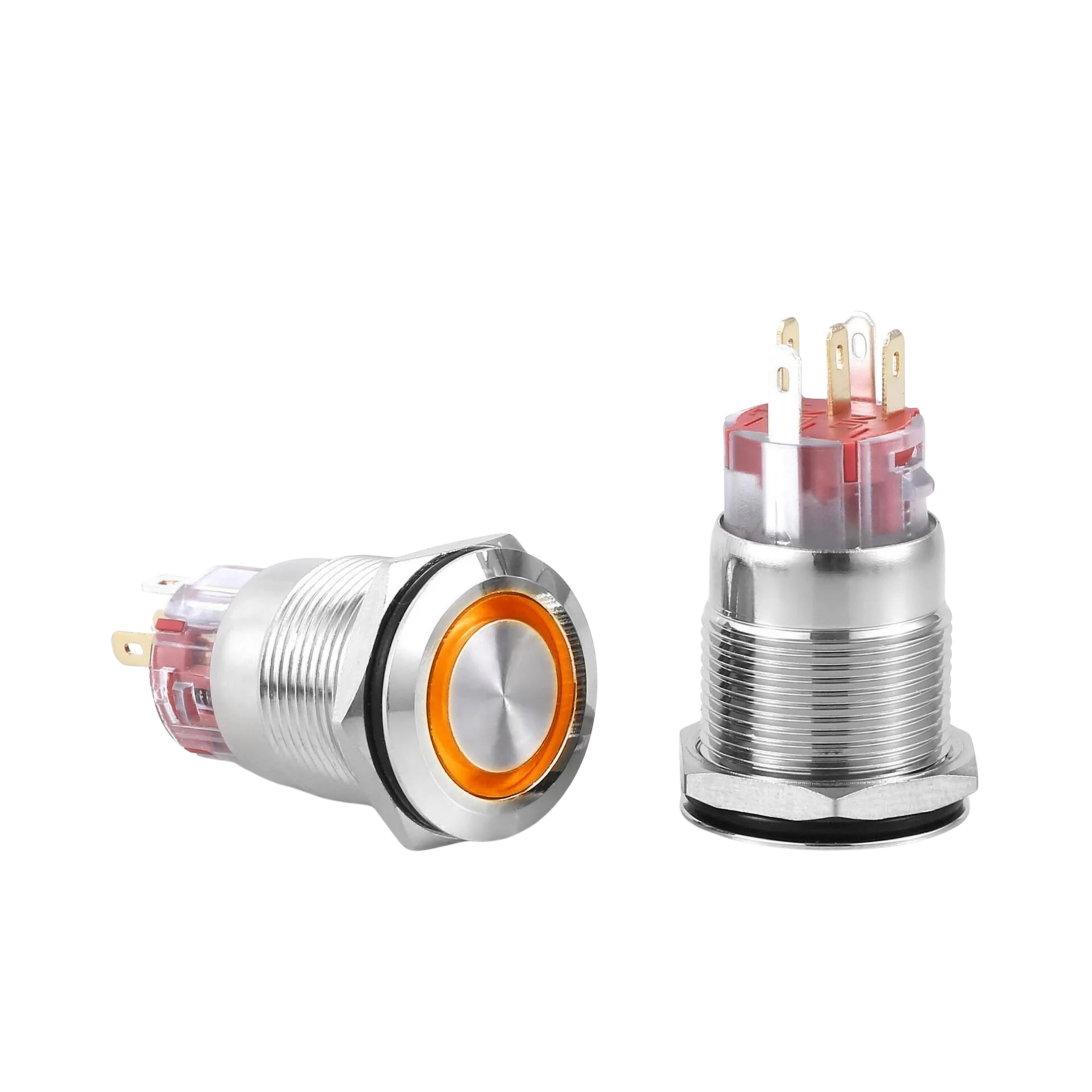 D48 | 19MM METAL KALICILI BUTON 12-24V TURUNCU LED