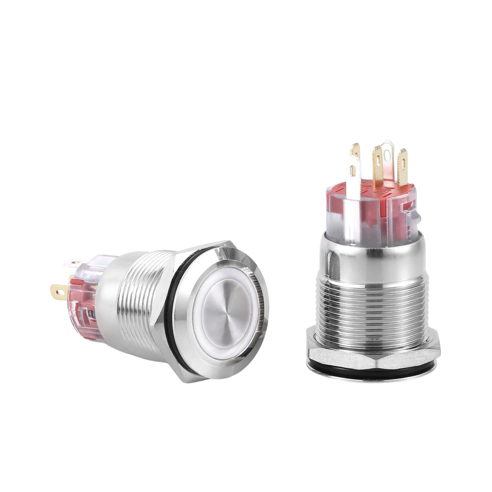 D47 | 19MM METAL KALICILI BUTON 12-24V BEYAZ LED