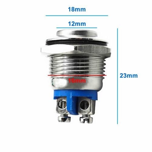 16mm Metal Push Buton Yüksek Kafa BT1603
