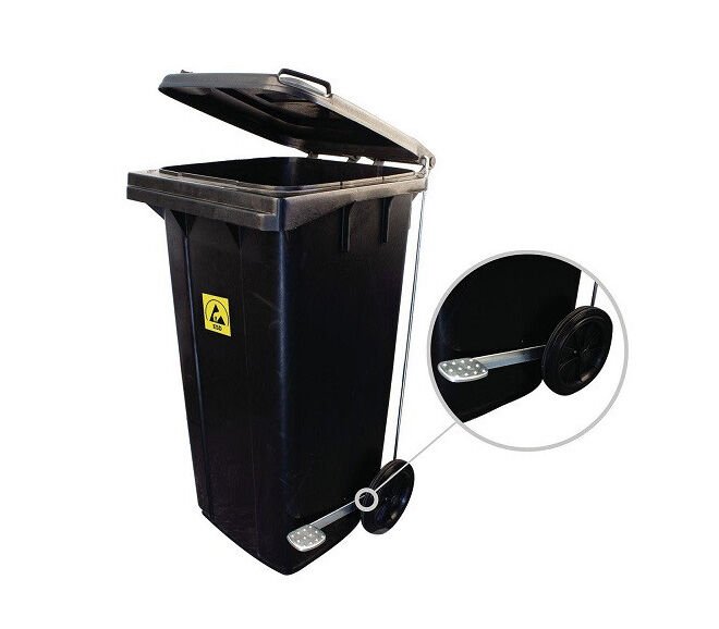 Antistatik ESD Siyah İletken Çöp Konteyneri 120 Litre