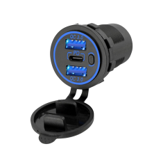 IC-266C-8 PANO TİP 2'Lİ USB3.0 + TYPE-C SOKET 12-24V MAVİ