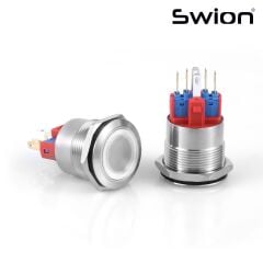 D87 | 22MM METAL YAYLI BUTON 12-24V BEYAZ LED