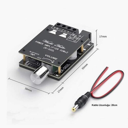 ZK-502L 2x50W Bluetooth Amfi Modülü
