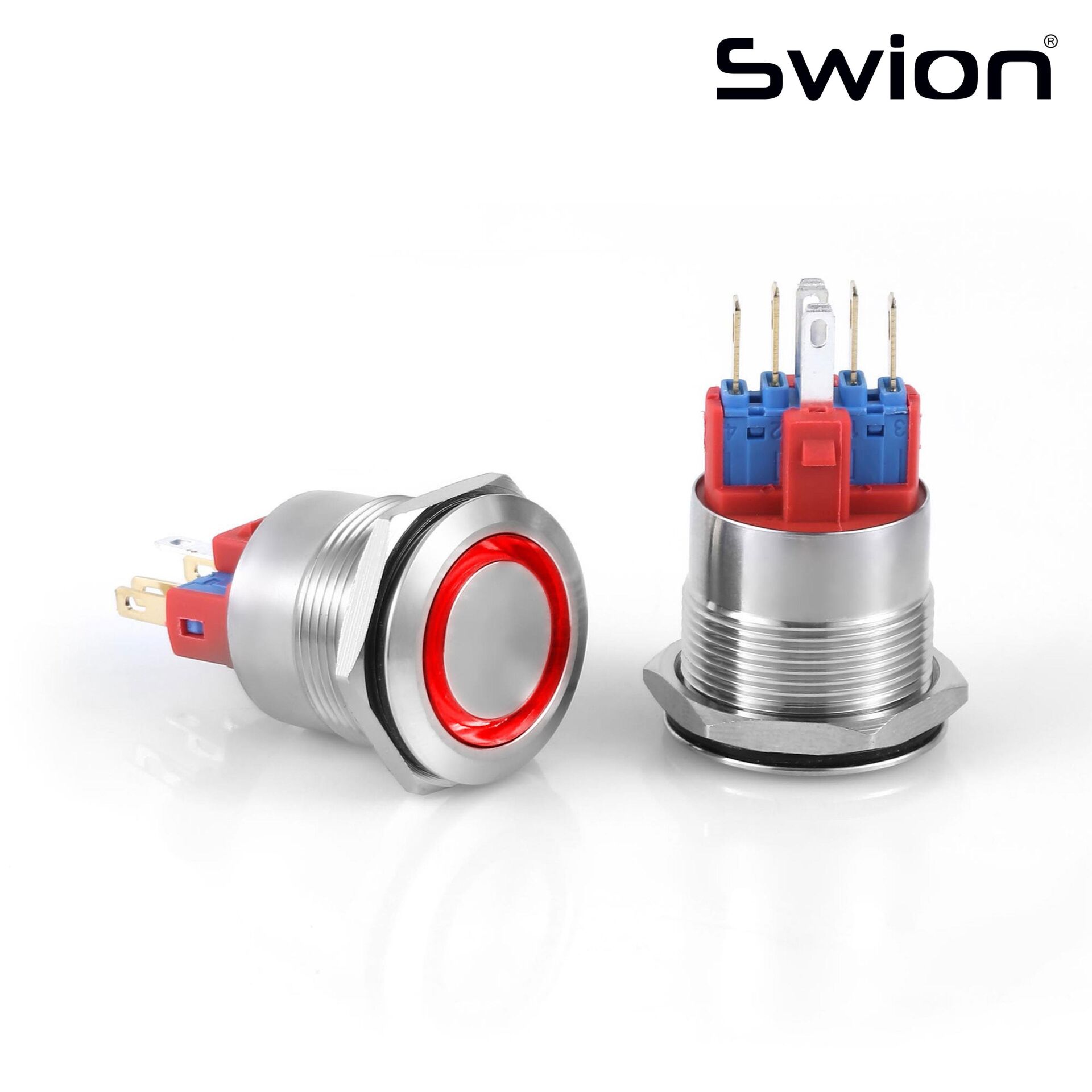 D72 | 22MM METAL KALICILI BUTON 12-24V KIRMIZI LED