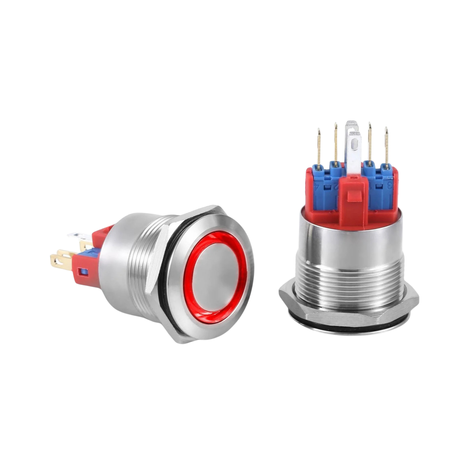 D72 | 22MM METAL KALICILI BUTON 12-24V KIRMIZI LED