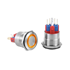 D76 | 22MM METAL KALICILI BUTON 12-24V TURUNCU LED
