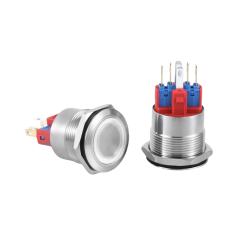 D88 | 22MM METAL KALICILI BUTON 12-24V BEYAZ LED