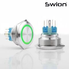 30MM METAL YAYLI BUTON 12-24V YEŞİL LED