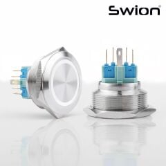 30MM METAL YAYLI BUTON 12-24V BEYAZ LED