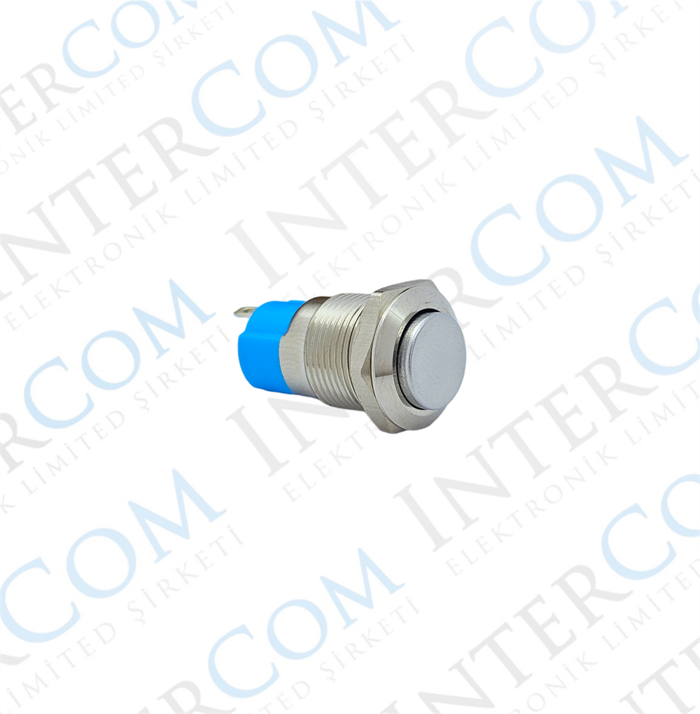 E12A 12MM METAL IŞIKSIZ KALICILI BUTON - ÇIKIK KAFA - 1NO - IP67