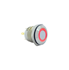 E34 16MM METAL BUTON YAYLI 12-24V KIRMIZI LED 1NO