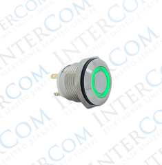 E35 16MM METAL BUTON YAYLI 12-24V YEŞİL LED 1NO
