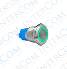 E35-1 16MM METAL BUTON YAYLI 12-24V YEŞİL LED 1NO/1NC