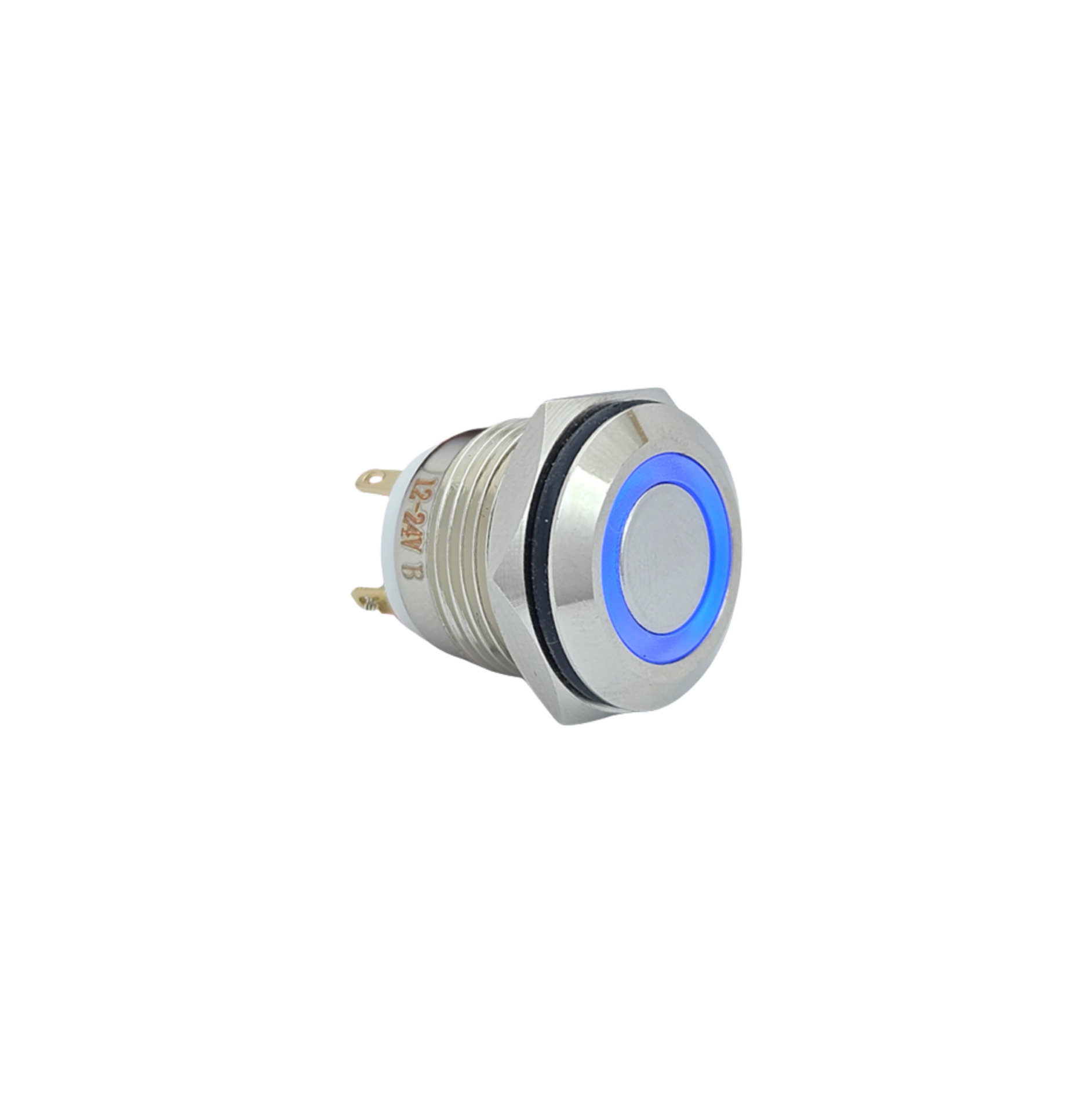 E36 16MM METAL BUTON YAYLI 12-24V MAVİ LED 1NO