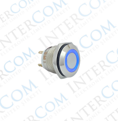 E36 16MM METAL BUTON YAYLI 12-24V MAVİ LED 1NO