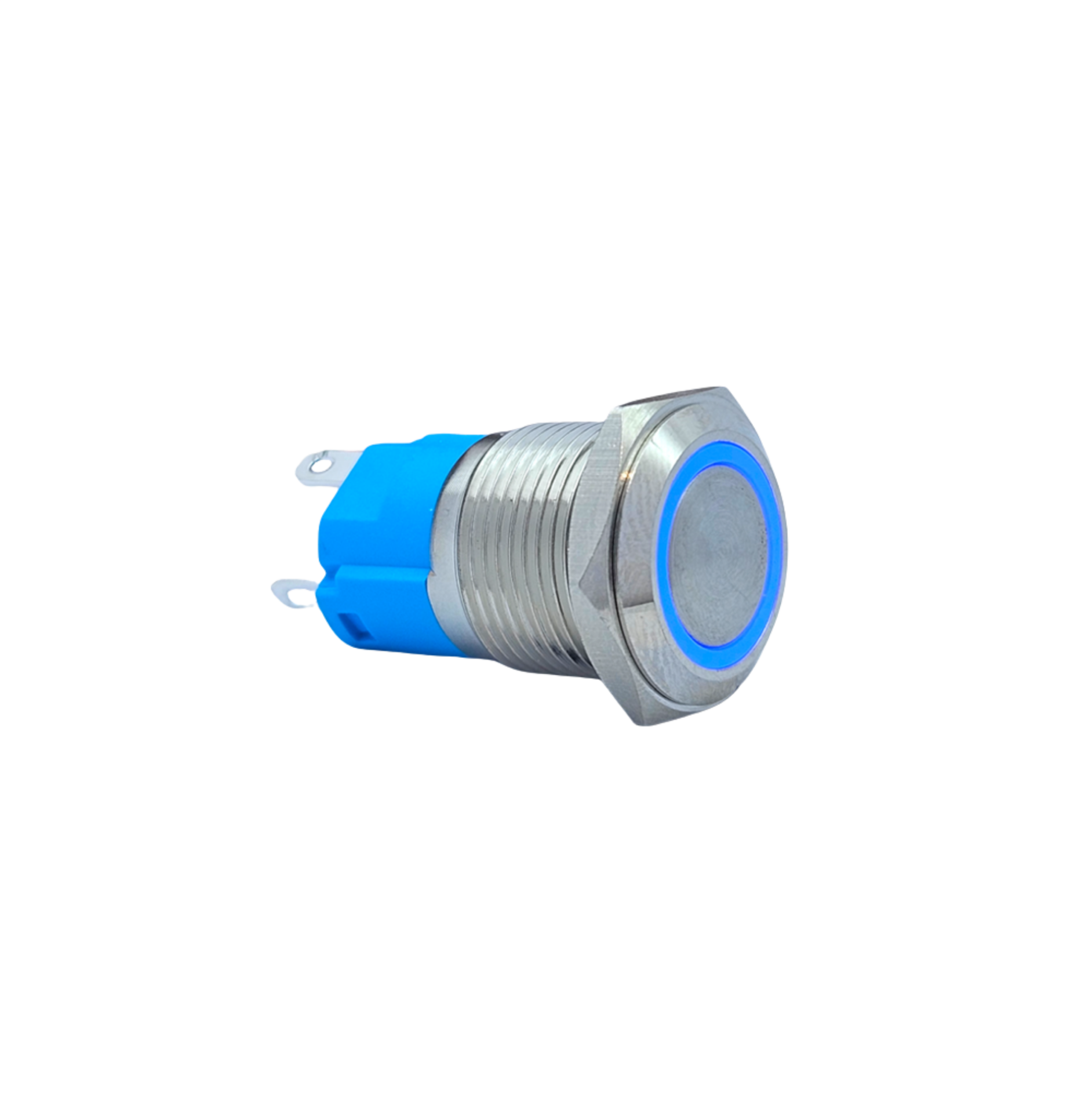 E36-1 16MM METAL BUTON YAYLI 12-24V MAVİ LED 1NO/1NC