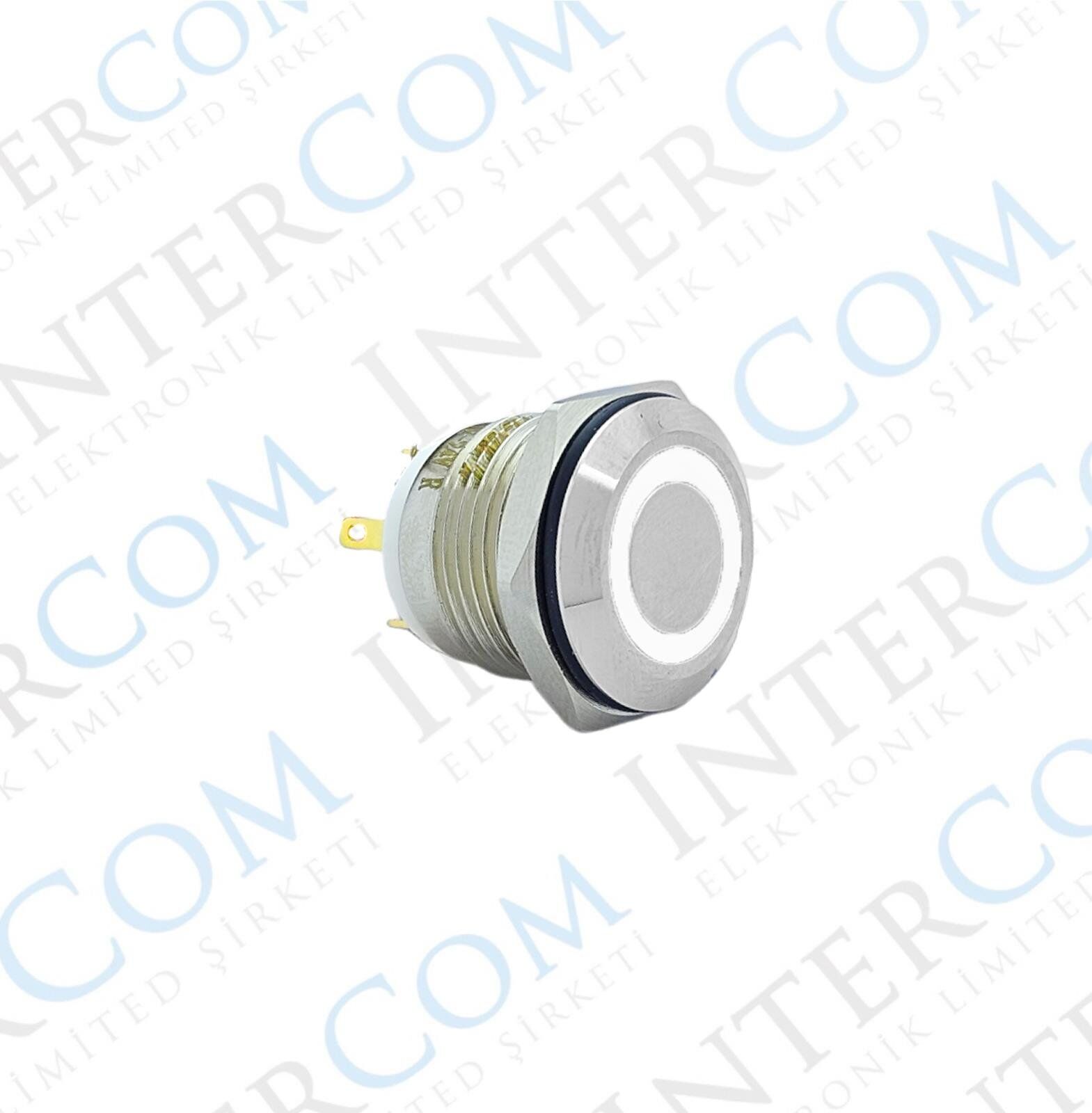 E39 16MM METAL BUTON YAYLI 12-24V BEYAZ LED 1NO