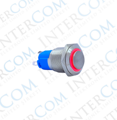 E19 16MM METAL BUTON KALICILI 12-24V KIRMIZI LED 1NO/1NC