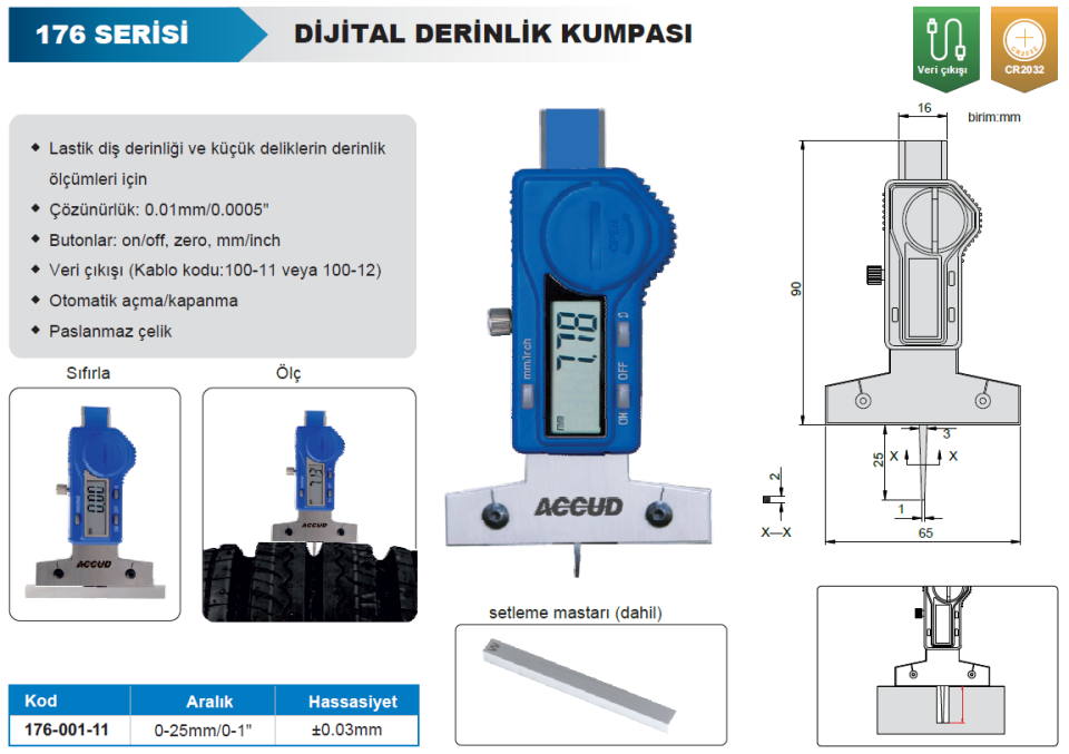 Accud Dijital Derinlik Kumpası 176 Serisi