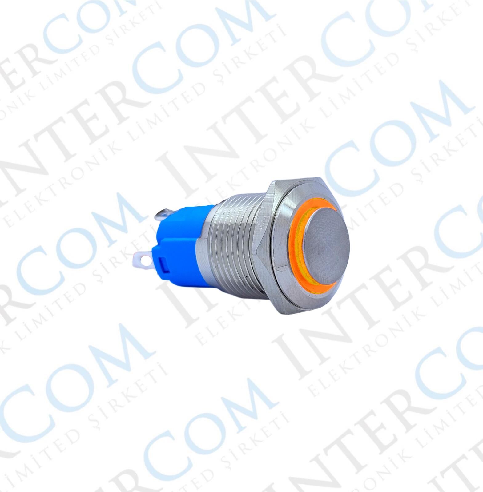 E23 16MM METAL BUTON KALICILI 12-24V TURUNCU LED 1NO/1NC