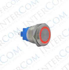 E56 19MM METAL BUTON YAYLI 12-24V KIRMIZI LED 1NO/1NC