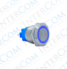 E57 19MM METAL BUTON YAYLI 12-24V MAVİ LED 1NO/1NC
