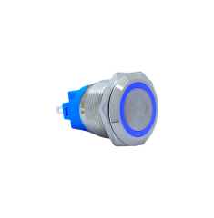 E57 19MM METAL BUTON YAYLI 12-24V MAVİ LED 1NO/1NC