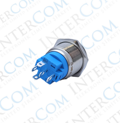 E57 19MM METAL BUTON YAYLI 12-24V MAVİ LED 1NO/1NC