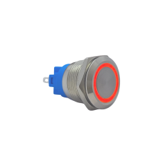 E1 19MM METAL BUTON KALICILI 12-24V KIRMIZI LED 1NO/1NC