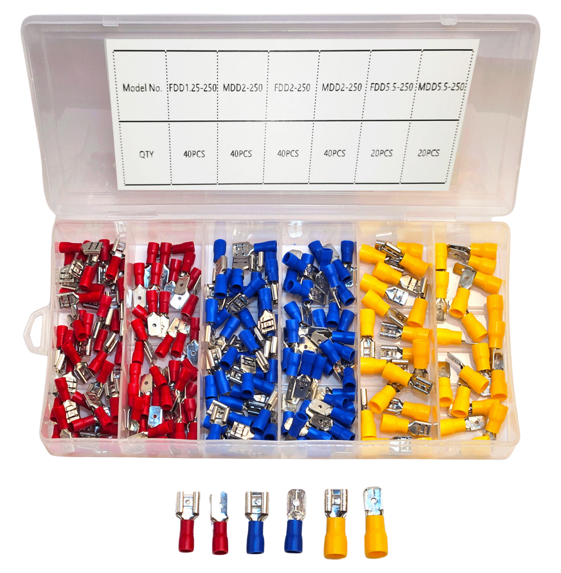 IC-274F KUTULU İZOLELİ FASTON TİP DİŞİ ERKEK KABLO UCU SETİ 200 PARÇA