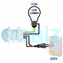 220V PIR Hareket Sensörü 25cm Kablolu