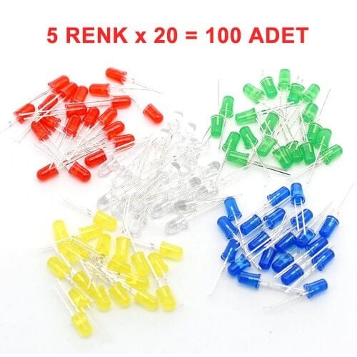 100 Adet 5mm Led Seti