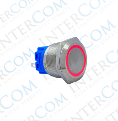 E69 22MM METAL BUTON YAYLI 12-24V KIRMIZI LED 1NO/1NC